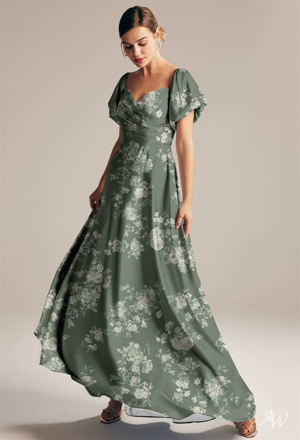 AW Dey Convertible Trumpet Teal Rose Satin Charmeuse Bridesmaid Dresses image1